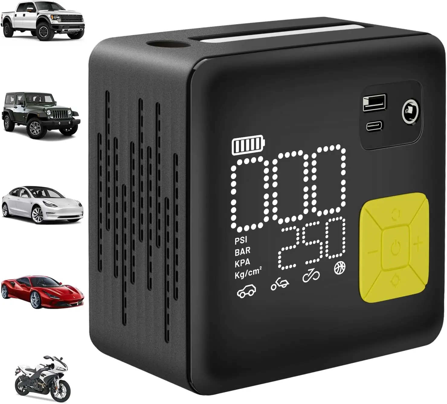 

Suitable for cars, inflation speed increased by 3 times, heavy-duty portable air pump with automatic stop function