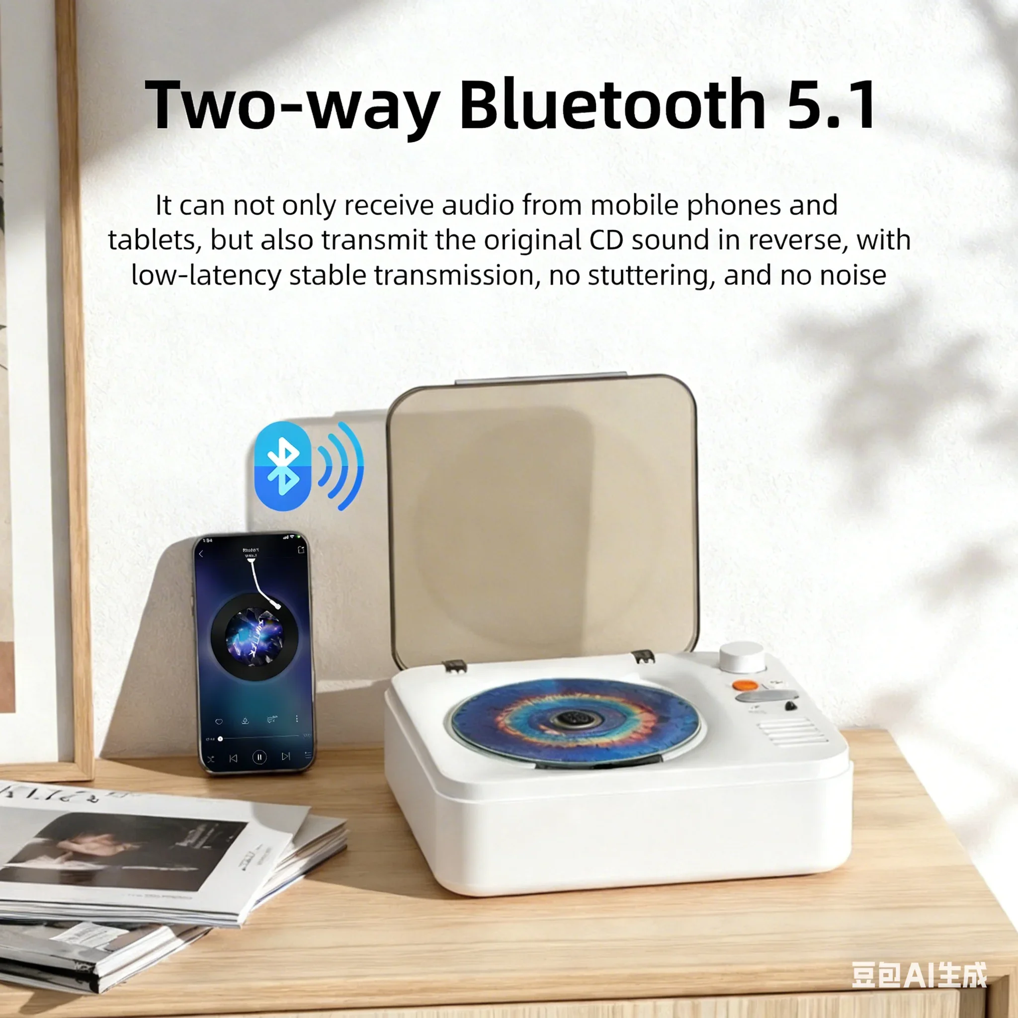 

Портативный CD-плеер с двусторонним Bluetooth, встроенным динамиком, HIFI-проигрывателем музыки, поддержкой CD/CD-R/CD-RW дисков и пультом дистанционного управления