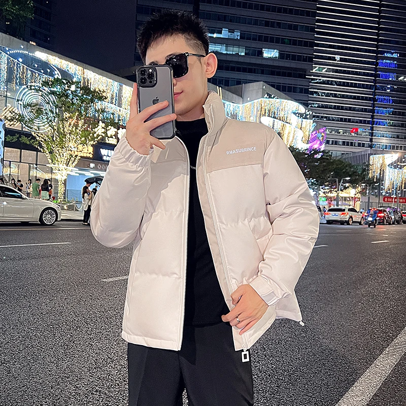 

Men's Winter Jaet Thiened Fce Lined down Cotton Coat Warm Resistant Cold PU Leather Cotton Clothing for Casual Wear