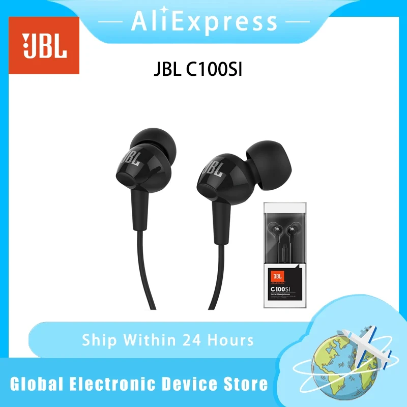 JBL C100SI سماعات رأس ستيريو سلكية داخل الأذن للفصول عبر الإنترنت، الاجتماعات، الألعاب، استخدام الكمبيوتر المحمول، مع ميكروفون للمكالمات، متجدد الهواء