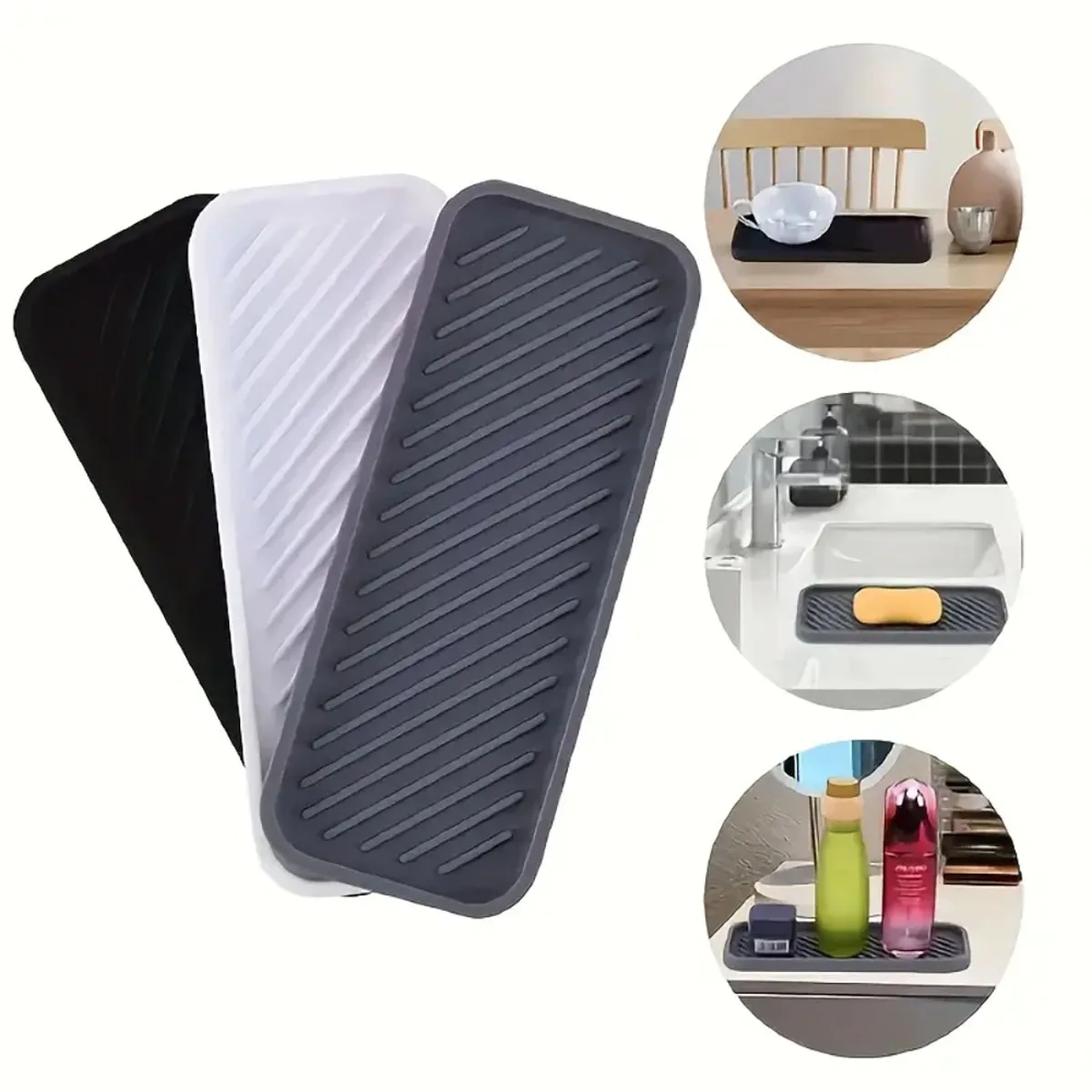 1 Silicone Sink Splash Guard and Soap Holder - Multifunctional Kitchen and Bathroom Accessory, Made of Durable Plastic, Non-Toxi