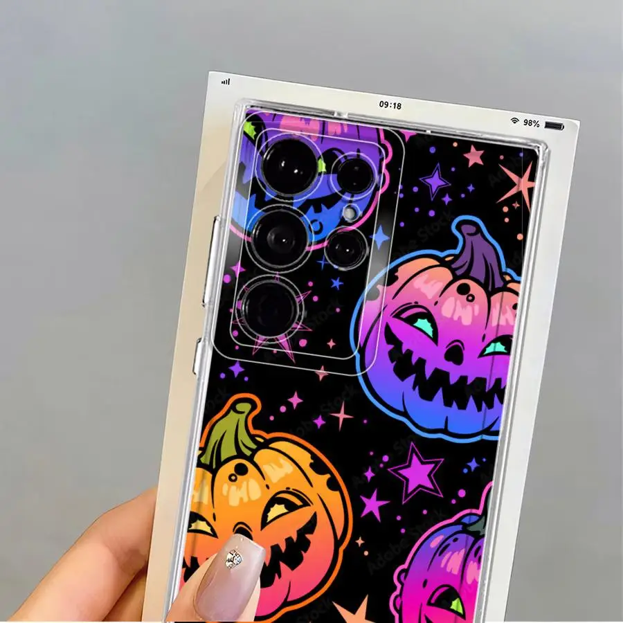 Casing untuk Samsung Galaxy S23 Ultra S25 Edge S24 S22 FE S21 Note 20 Ultra 10 S20 Plus Sampul Ponsel Lembut Lucu Halloween