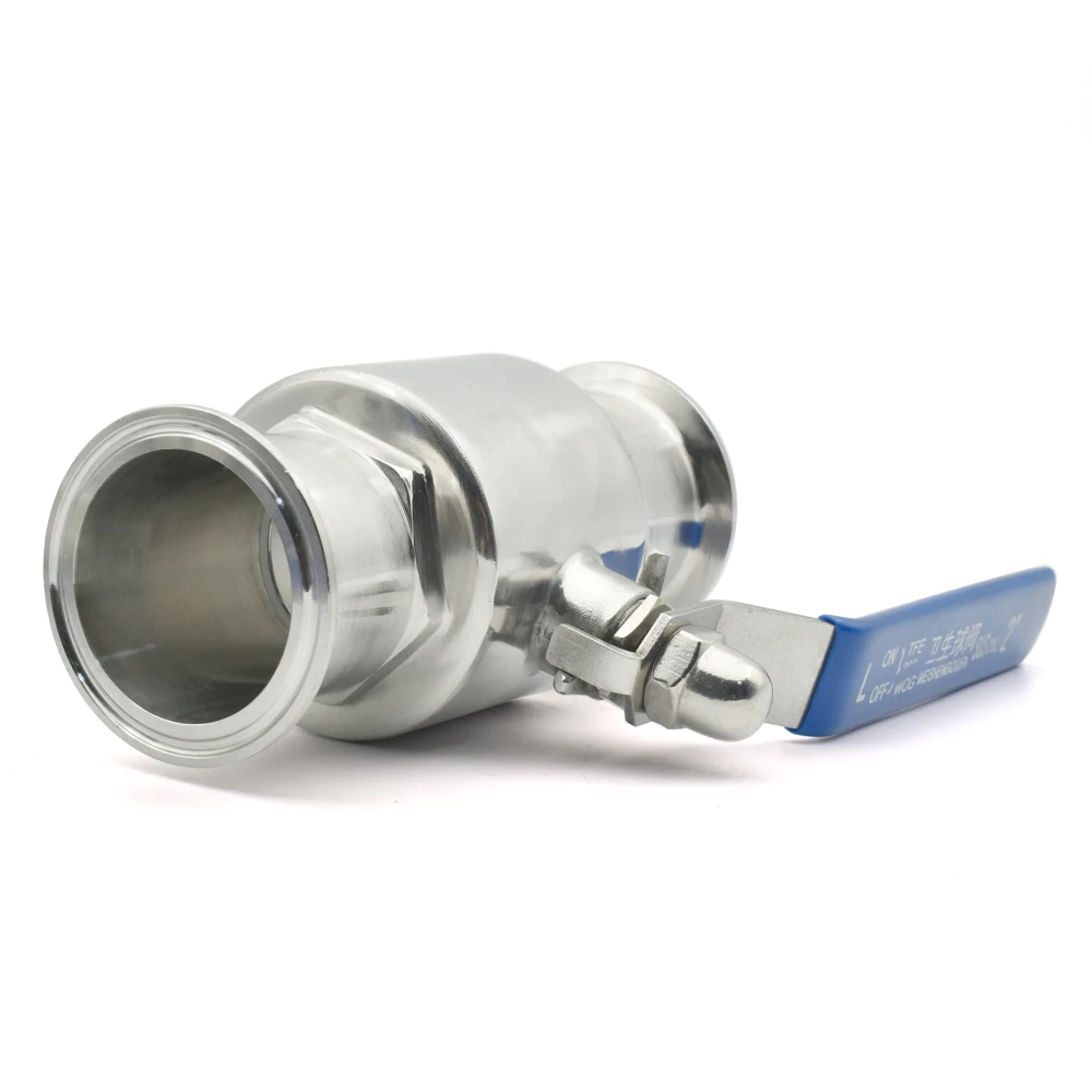 Detalhe 3 de Válvula solenoide OD12.7-51mm 304/316L Stainless Steel Sanitary Grade Straight Through Fast Ball Valve With Three Clamps 25.4-64mm Self-made Água e vapor