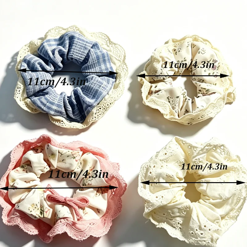 1/4pcs Korean Style Cloth Lace Hair Rope for Women Fashion High Ponytail Hair Ties Cute Girl No Damage Hair Rope Scrunchie