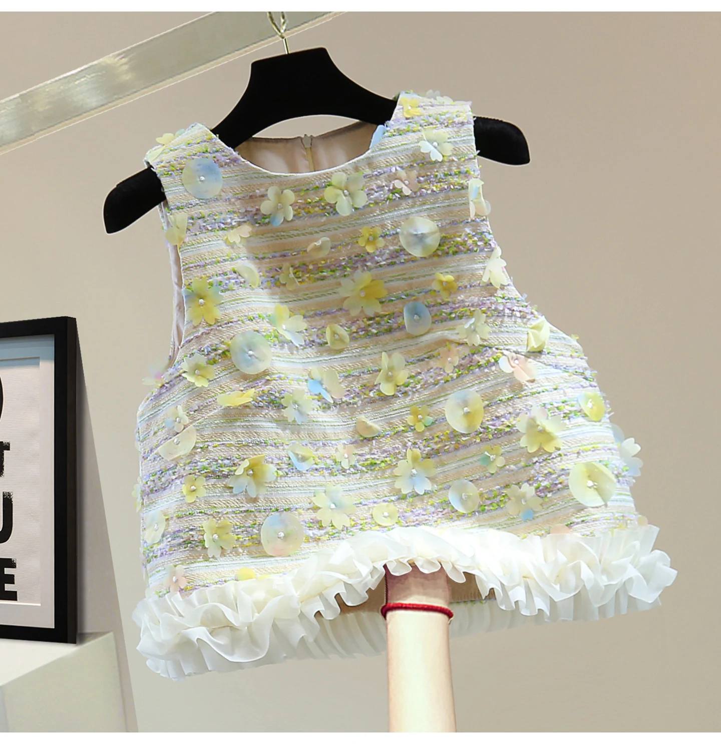 

Миниатюрный новый топ в китайском стиле с лепестками в стиле пэчворк и круглым вырезом, осенний жилет с высокой талией и коротким воротником-стойкой, полосатый жилет с цветочным принтом