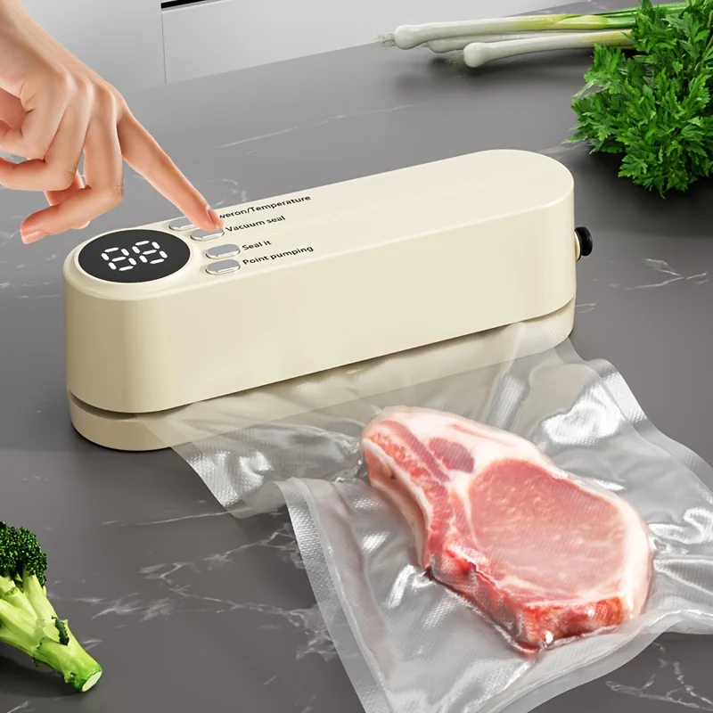Compact USB Vacuum Sealer with Digital Display:Quick Sealing,Includes Pump And Sealing Bags,for Preservation,Snacks,Meats,Fruits