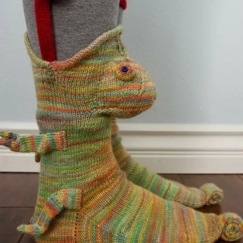 جوارب مبتكرة منقوشة على شكل حيوانات منتصف الساق، جوارب محبوكة برسوم كرتونية، جوارب لطيفة ودافئة للنساء، مريحة ومسامية وناعمة #3