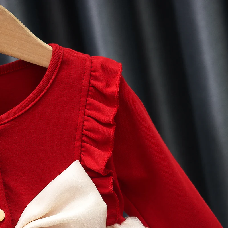 فستان بناتي جديد للربيع والخريف بعمر 0-3 سنوات فستان أميرات شبكي بأكمام طويلة للأطفال #4