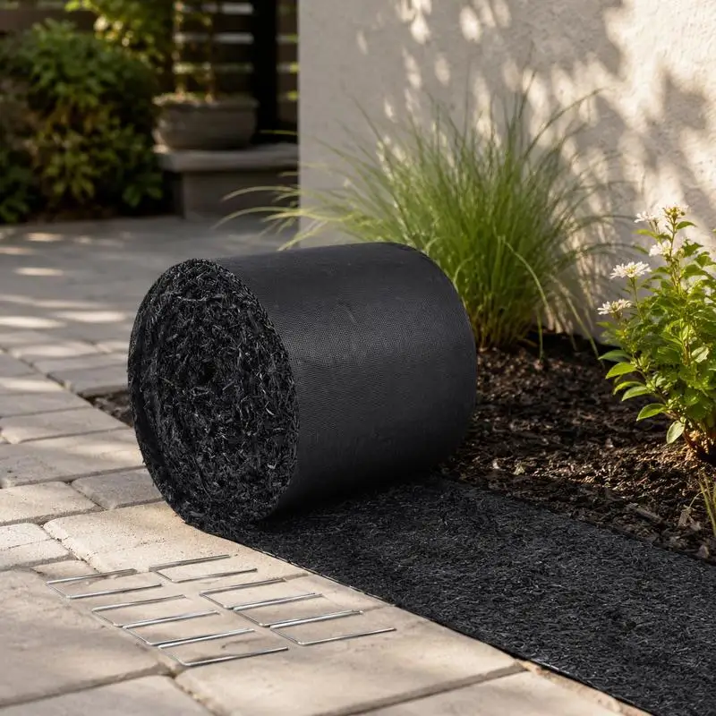 Rouleau de paillis en caoutchouc 18 mm, tapis de paillis en caoutchouc 3 x 0,11 m, allée en caoutchouc permanente, bordure de jardin en paillis noir, tapis anti-herbe, tissu anti-herbe pour plantes, légumes et fleurs, barrière de jardin