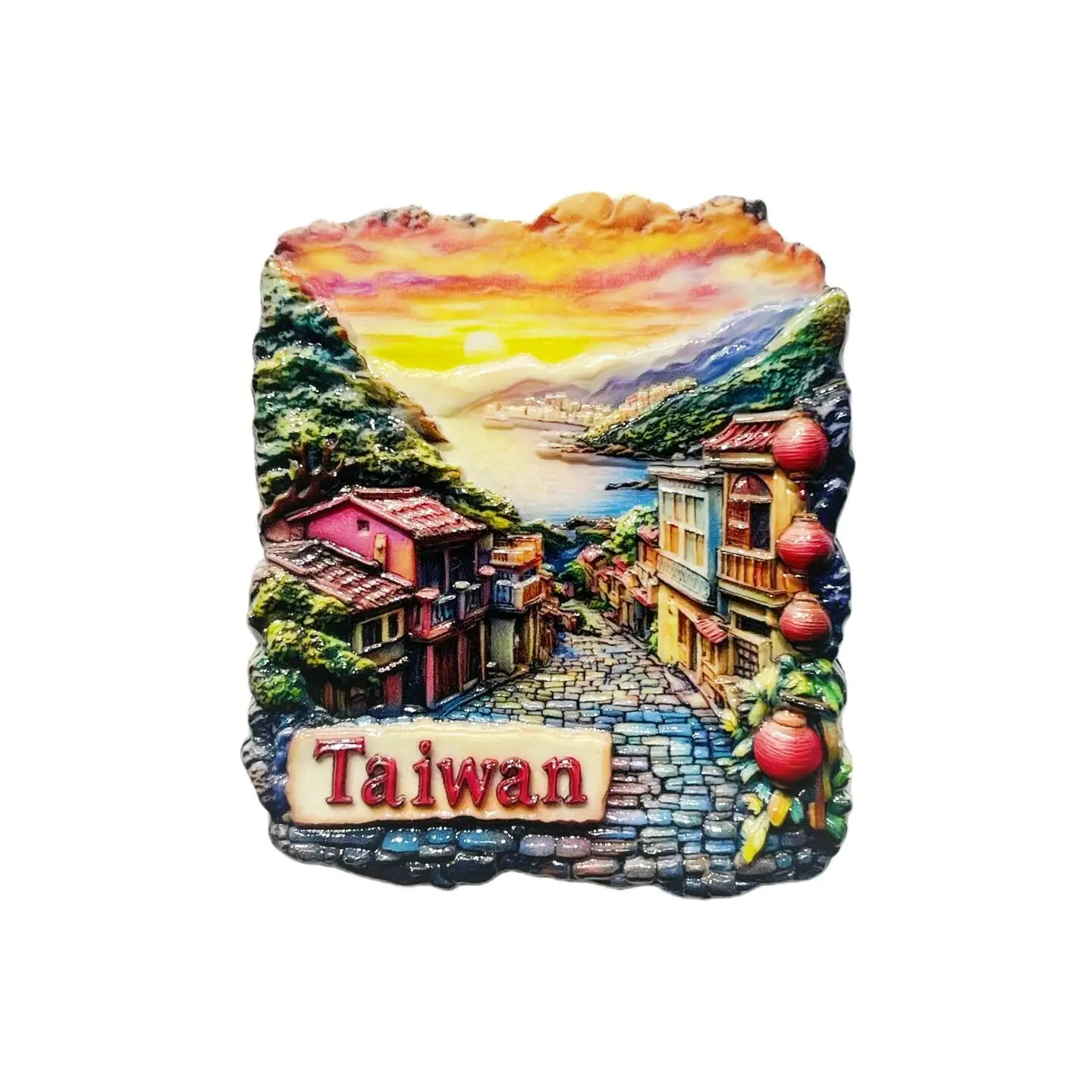 Taiwan, China, Jiufen Tourist Souvenir Creative High-Quality Residential Street Scene Decoration Magnetic Refrigerator Magnets