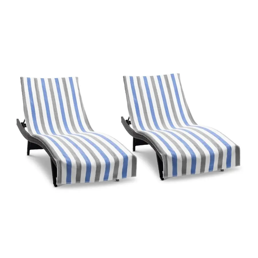 

Cabo Chaise Lounge Cover Pack of 2 Striped Soft Cotton Cabana Towel with Pocket Holder for Beach Pool Outdoor Chair, 30 x 85 in.