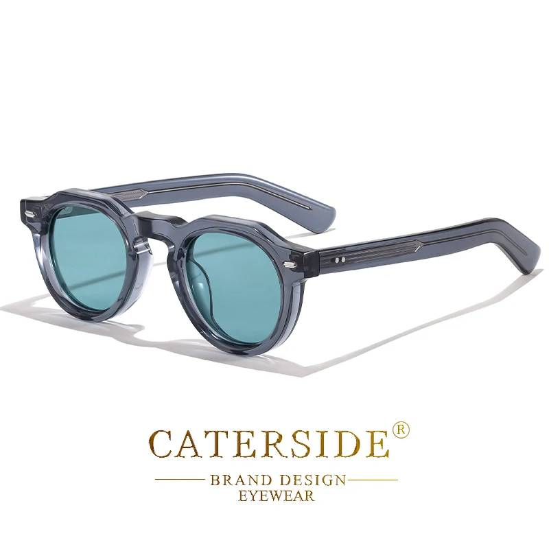 CATERSIDE Vintage Acetate Round Men Sunglasses Small Frame  display picture 3