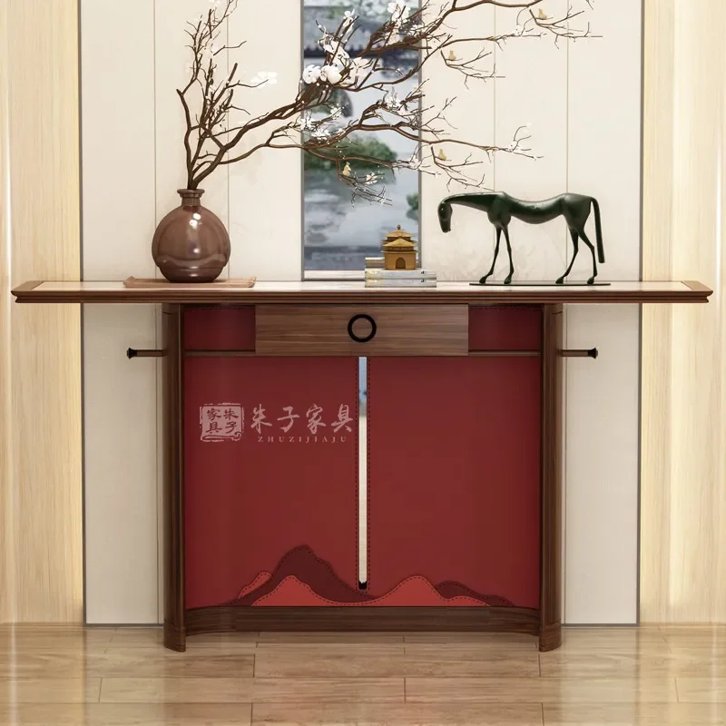 For Black Walnut Solid Wood Entryway Table New Chinese Style Entrance Cabinet Living Room Partition Console with Song Mei