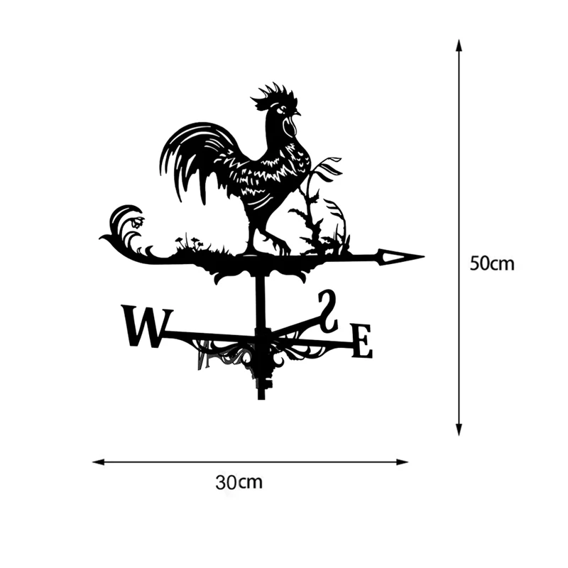 ABKO-Farm Stainless Steel Home Weather Vane Wind Direction Indicator Yard Measuring Tools For Outdoor Rooster Animal Bracket