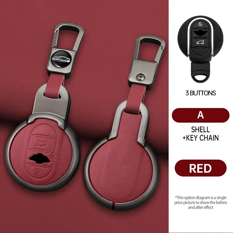 

Alloy Leather Car Key Case For BMW MINI COOPER S ONE JCW F54 F55 F56 F57 F60 CLUBMAN COUNTRYMAN Remote Fob Keychain Accessories