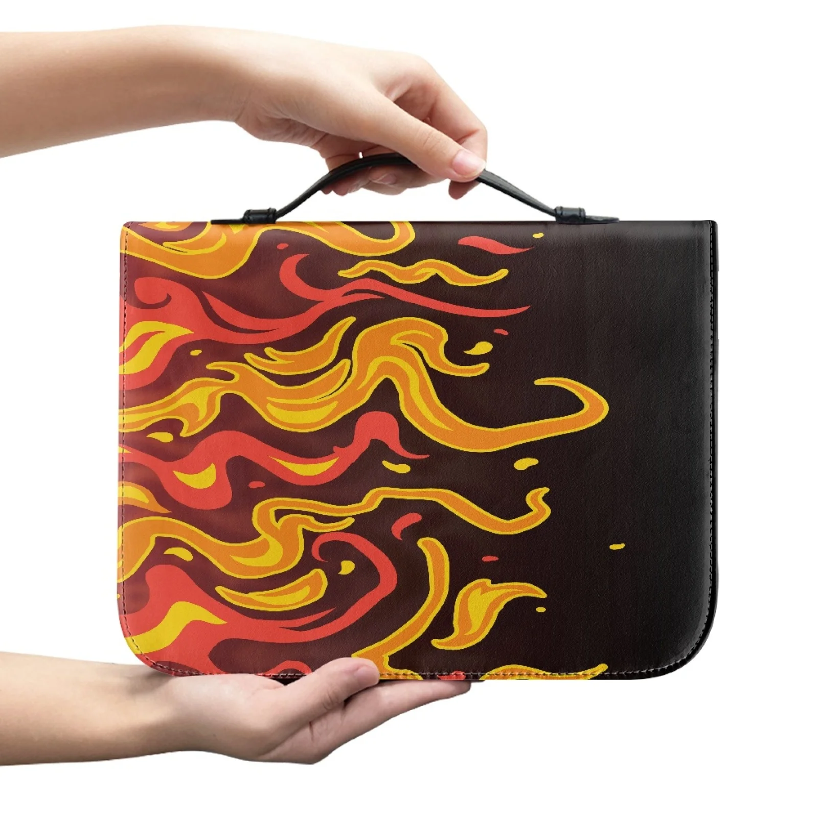 XIXIRIMIDO Flame Pattern Book Holder Organizer PU Leather Practical Bible Book Carry Bag for Study New Arrival