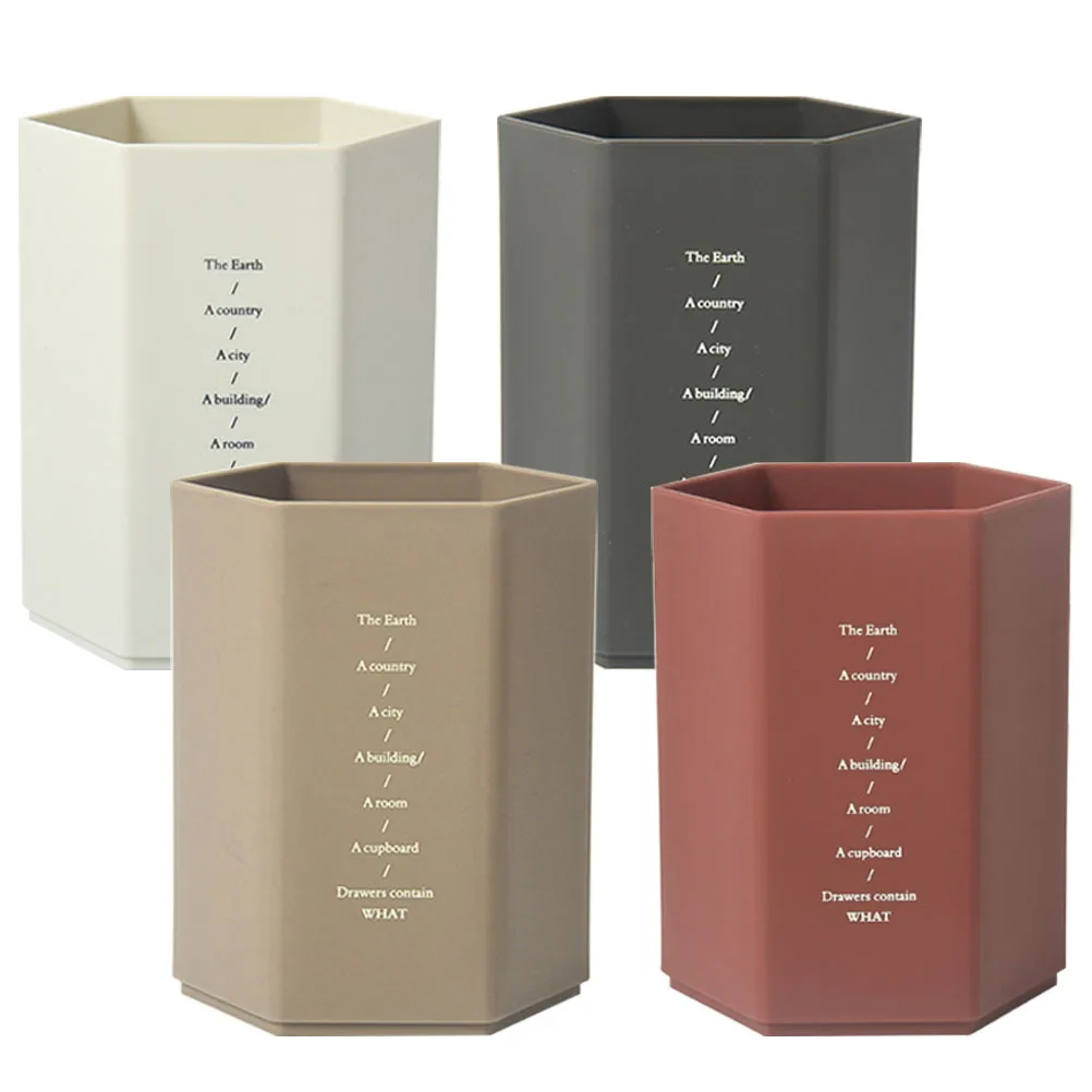 

4Pcs Hexagon Plastic Pen Holder Desktop Organizer for Office Home Art Supplies Makeup Brush Storage Stationery Container
