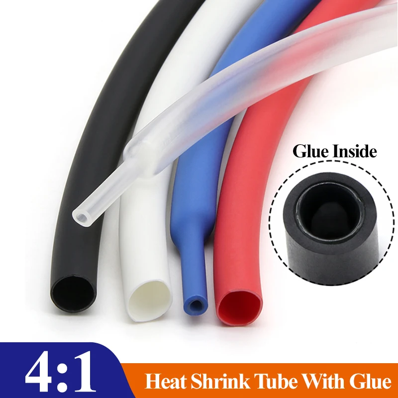 

1/5/10/25/50/100M 4:1 Heat Shrink Tube 4 6 8 12 16 20 24 40 52mm Diameter Adhesive Lined Sleeve Wrap With Glue Dual Wall Tubing