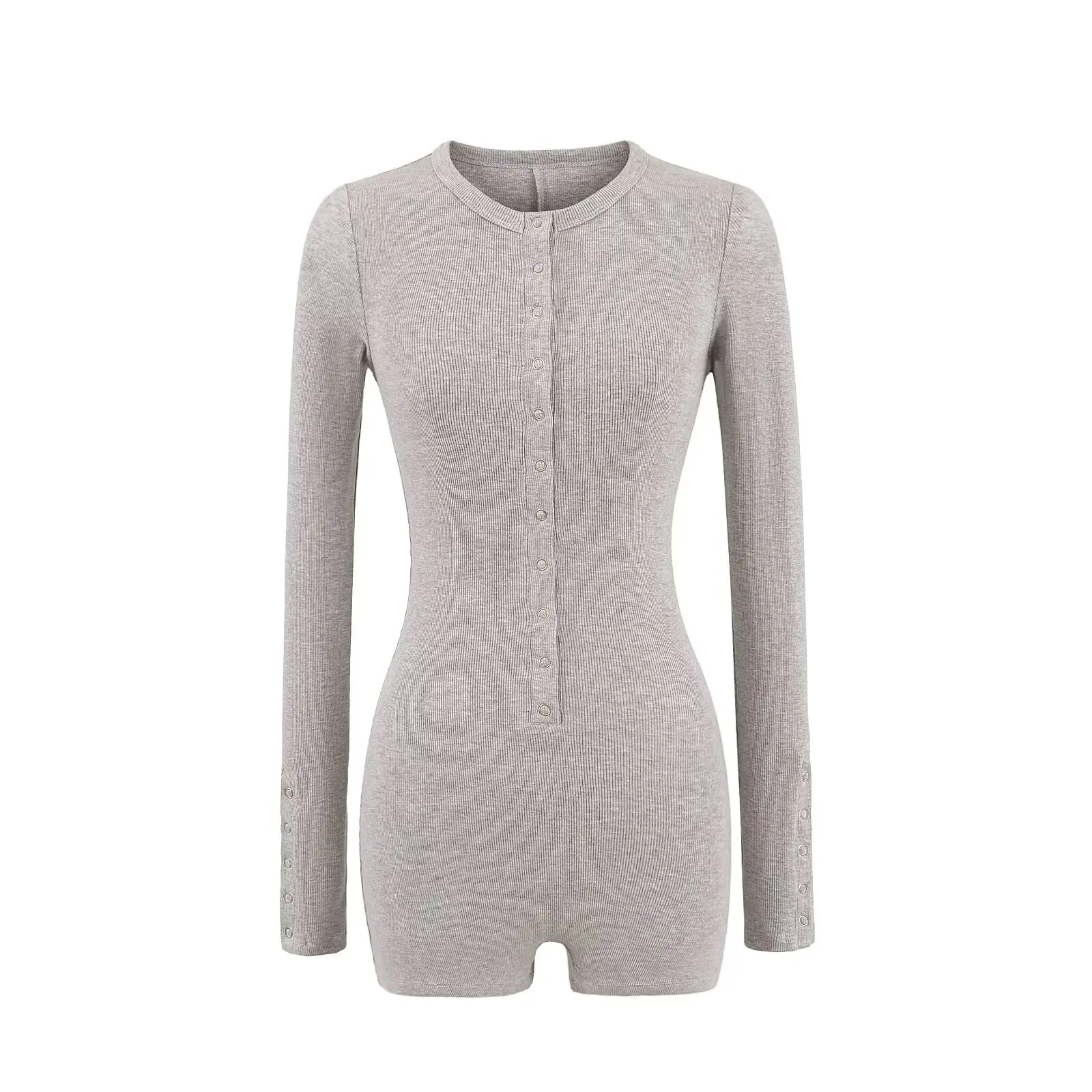 

Slim Fit Long Sve Suit Women's Elastic Waist Slimming ort Pants round Ne Single Button Street Sle High Wai...