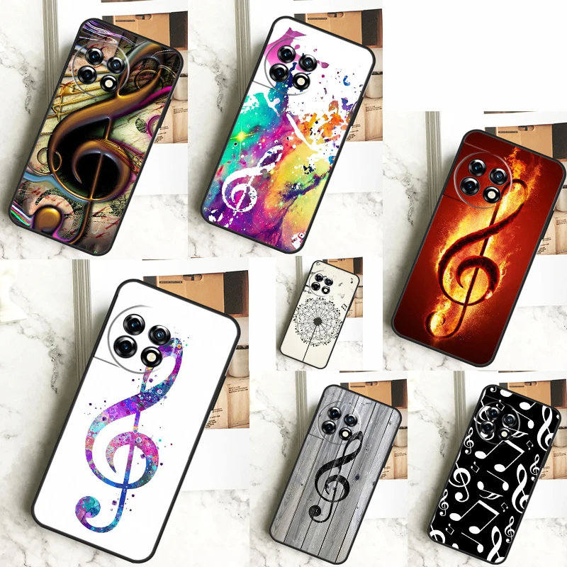 Treble Clef Music Note Case For OnePlus 12 12R 11 9 10 Pro 10R 9R 8T 10T Nord CE 2 3 Lite 2T CE4 N10 N20 N30 Cover