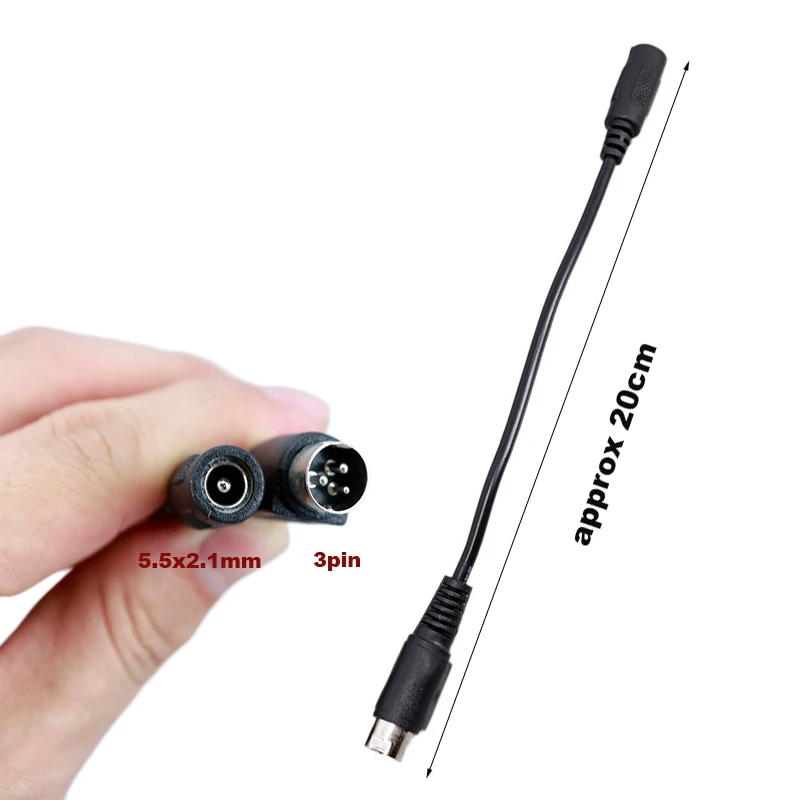DC Power Supply Adapter Connector Cable 5.5 x 2.1mm Female to 3 Pin Male Cable Lead For Barcode Printer DVD LCD TV PC R23