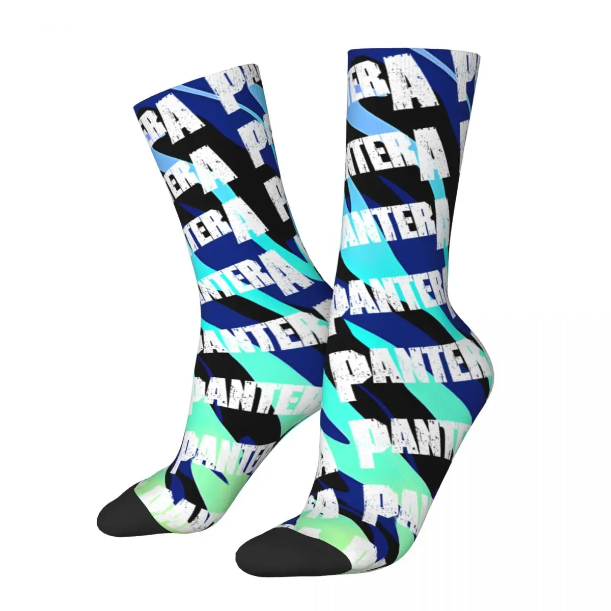 Crazy compression White Logo Sock for Men Harajuku Pantera Quality Pattern Crew Sock Novelty