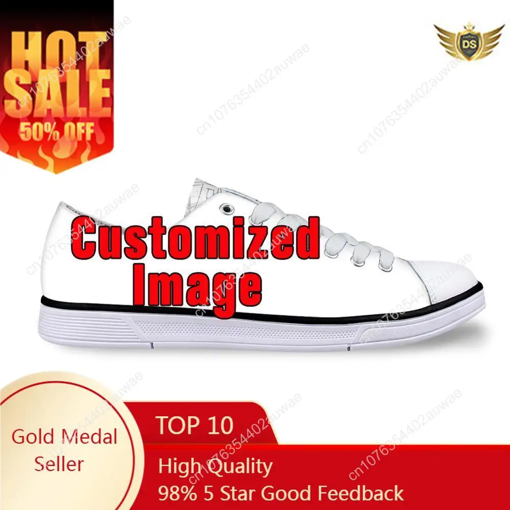 Custom Shoes Customized Images Logo Women Fashion Canvas Shoes Ladies Low Top Lace-up Vulcanized Shoes Flats Female Dropshipping