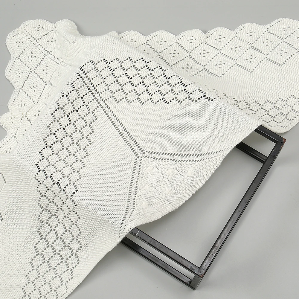 Fashion Knitted Cotton Hollow Scarf Shawl Solid Color Women Summer Air-conditioned Room Cape Ladies Simple Warps Wholesale image 5