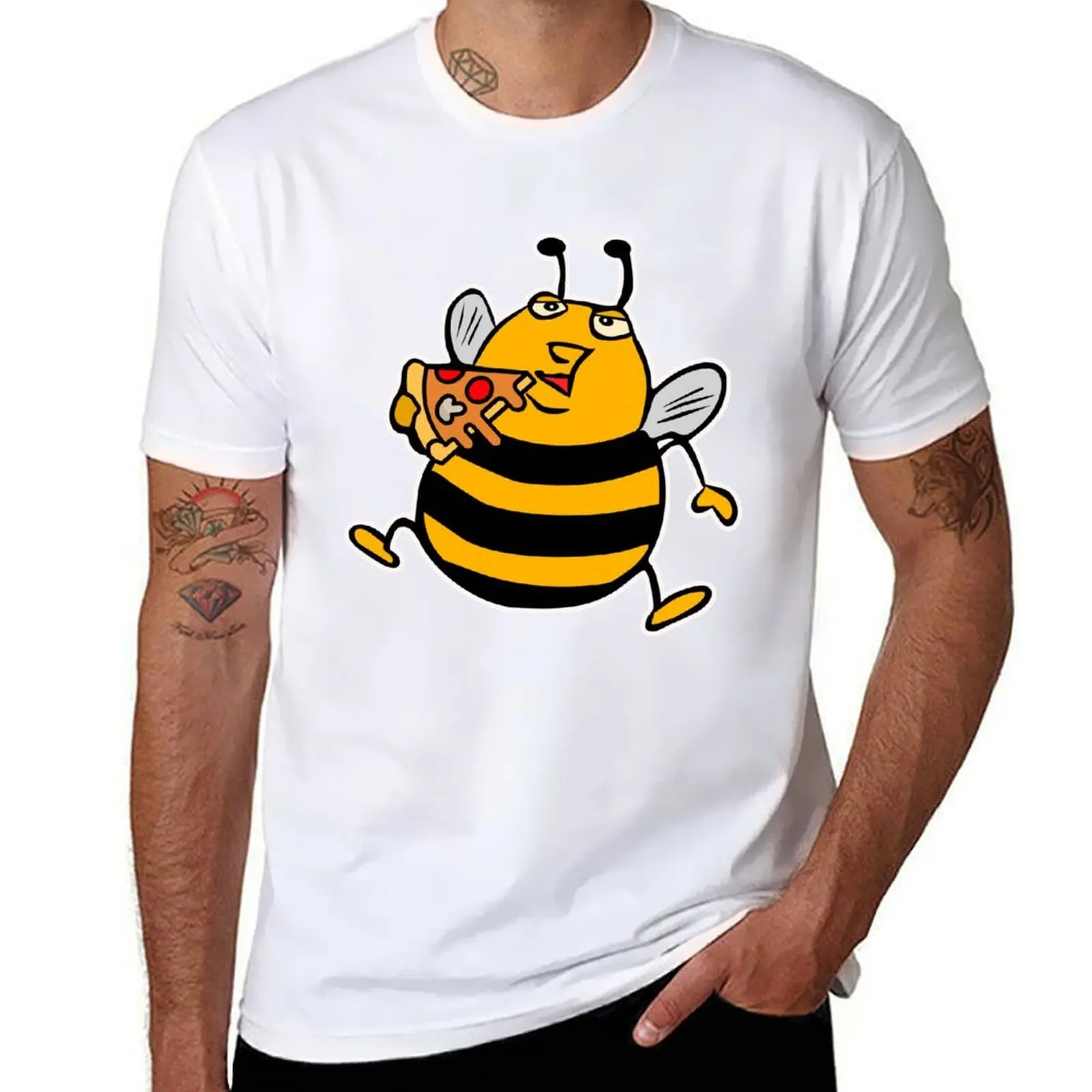

Big fat bee pizza T-Shirt cotton t shirt pack t shirt man luxury T-Shirt
