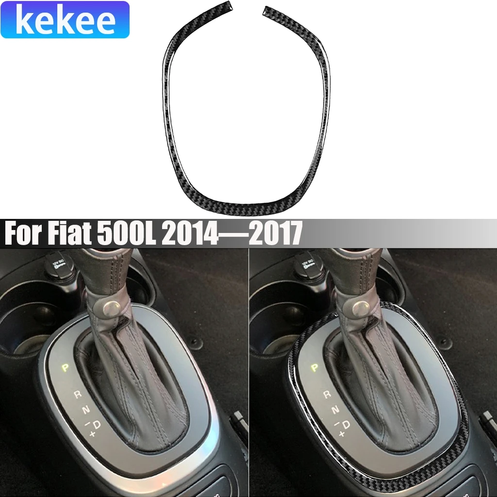 

Carbon Fiber Car Accessories Gear Shift Surround Decorative Modified Interior Trim Soft Cover Sticker For Fiat 500L 2014-2017