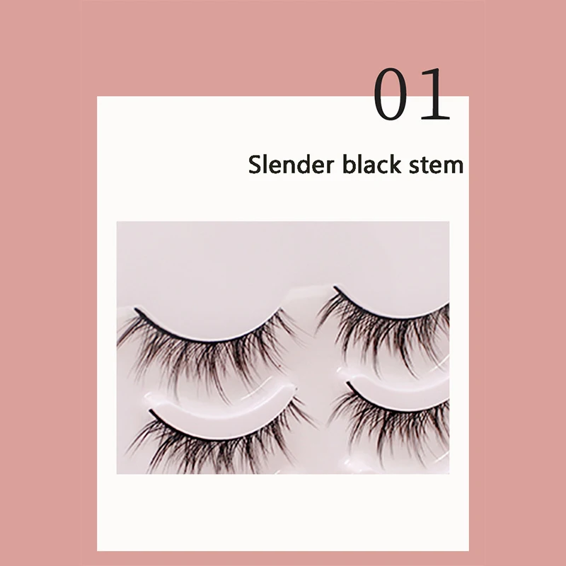 Cosplay Anime Manga Lashes Faux Mink Lashes Korean Natural short Full Strip Lashes Clear Band Soft Eyelashes Extension