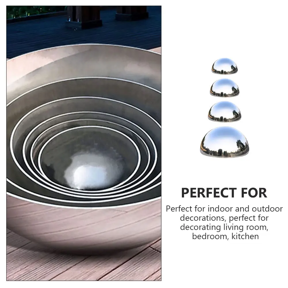 

4Pcs Stainless Steel Gazing Hemisphere Balls Reflective Garden Globe Decorative Spheres Outdoor Use Gazing Balls