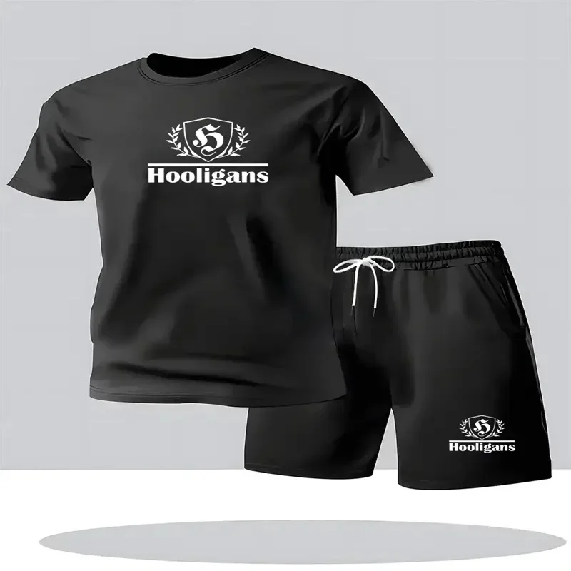

New summer men's casual sportswear - T-shirt and shorts set in two pieces - Men's short-sleeved T-shirt and shorts outfit