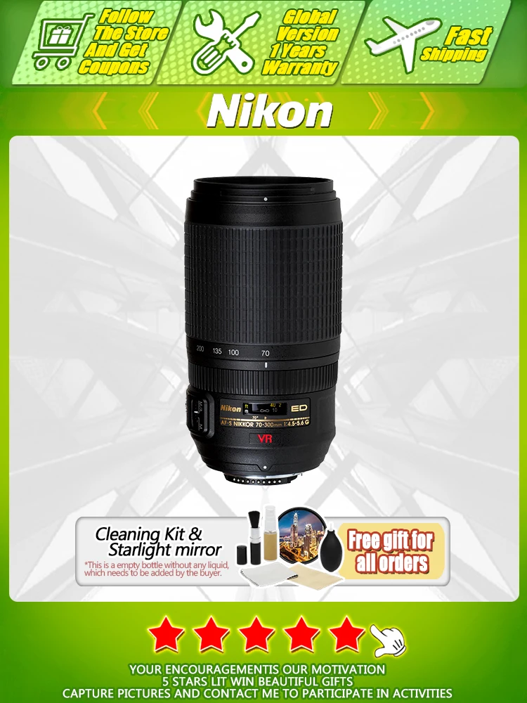 Объектив NIKON AF-S 70-300 мм F4.5-5.6G IF-ED VR для Nikon D3200 D3300 D3400 D5200 D5300 D5500 D90 D7100 D7200 D500 Объектив NIKON AF-S 70-300 мм F4.5-5.6G IF-ED VR для Nikon D3200 D3300 D3400 D5200 D5300 D5500 D90 D7100 D7200 D500