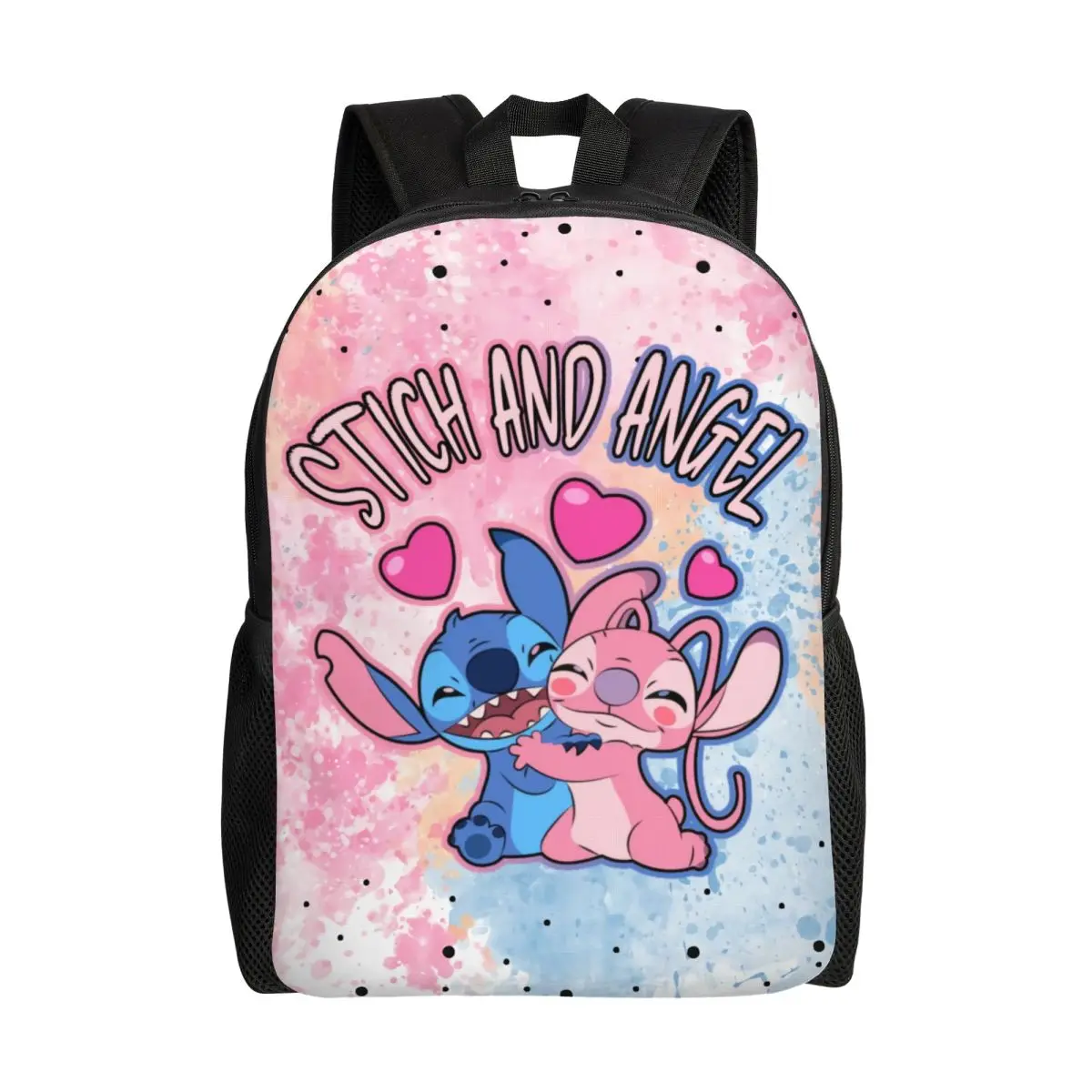 

Custom Cute Stitchs And Angel In Love Anime Travel Backpack Women Men School Laptop Bookbag College Student Daypack Bags