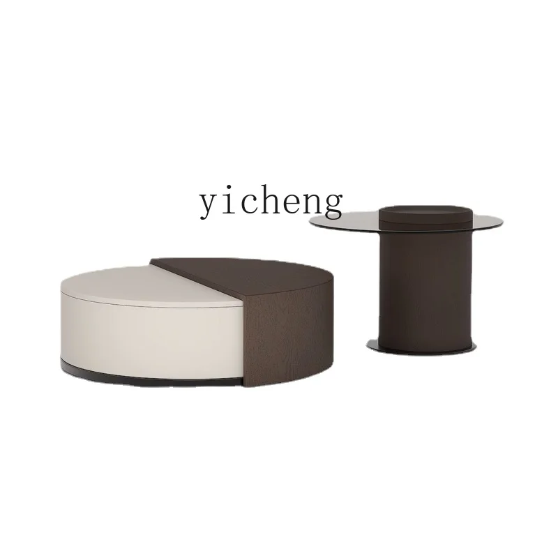 Zc Minimalist round Tea Table Living Room Home Designer Advanced Rotating Storage Tea Table