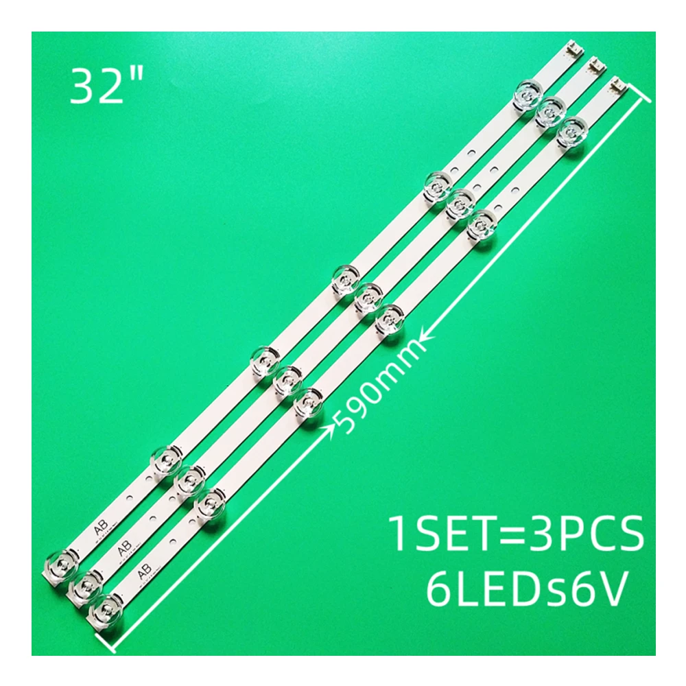 LED-Streifen 3 stücke (ab) für Drt-Leuchten 3,0 32 Zoll A/B Typ 6916l 1974a 1975a 2223a 2224a 6920l-0419d 0418d 590 mm 6 led s