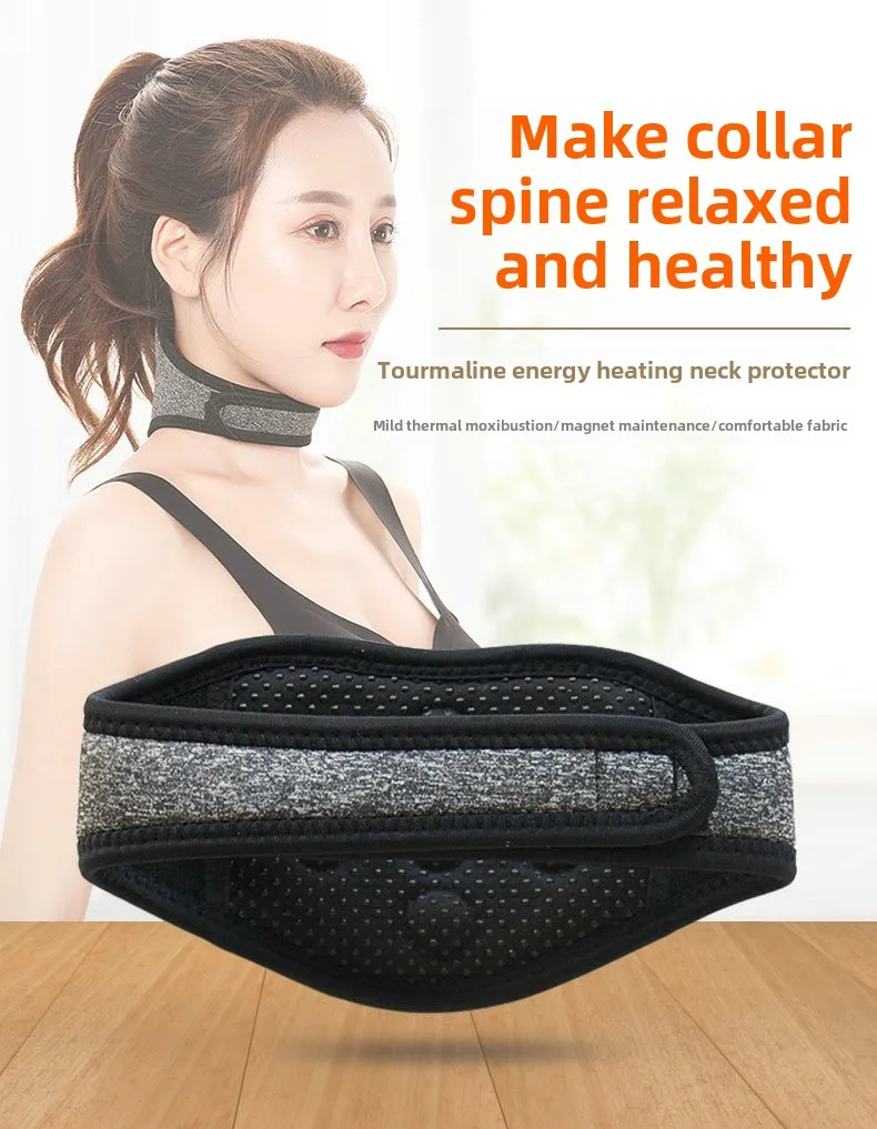 Magnetic Self-Warming Neck Wrap - Adjustable Tormaline Cervical Brace for Air-Conditioned Comfort and Neck Pain Relief