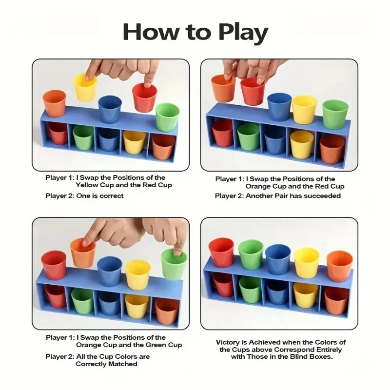 Children's Multi-color Cup Matching Toys Montessori Early Education Toy Fun Guessing Color Games Exercise Visual Color Cognition