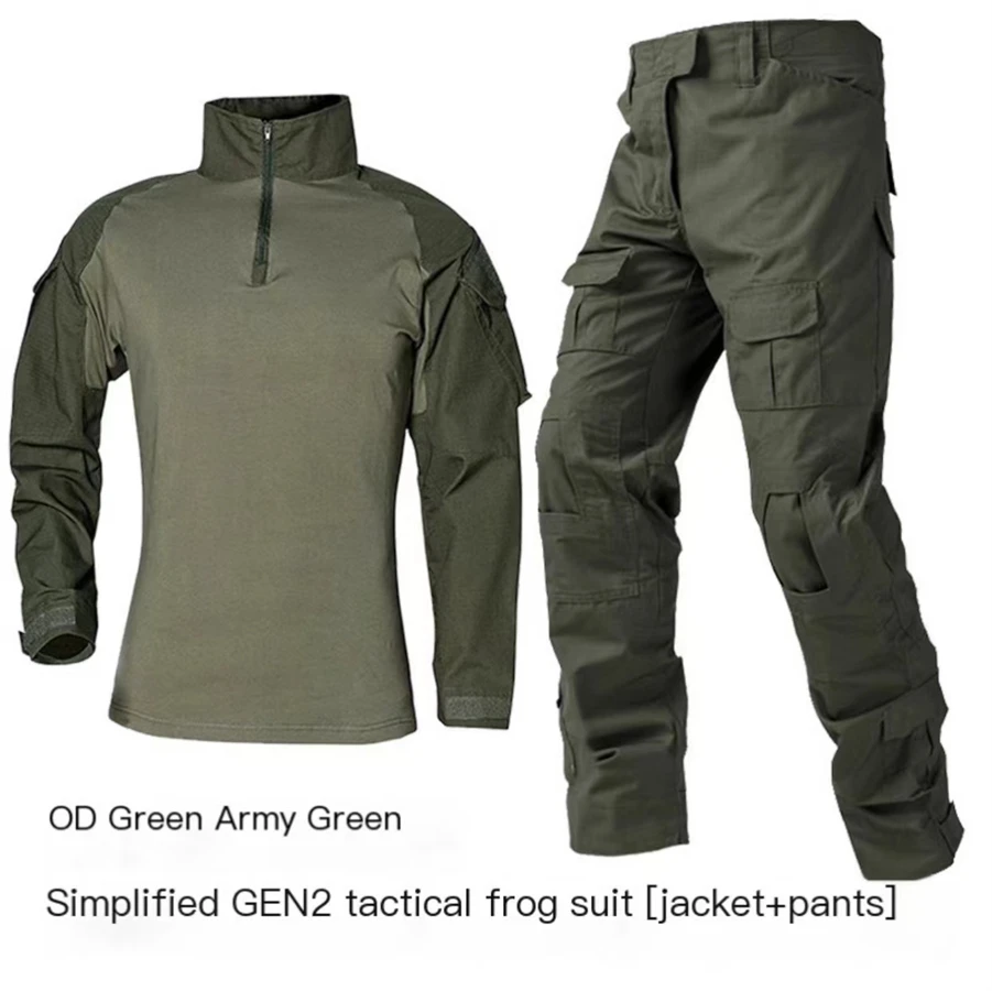 

Tactical Tom GEN2 OD green Training Tactical Outdoor combat hunting Frog Skin G2 Battle Frog Suit Long sleeved+long pants