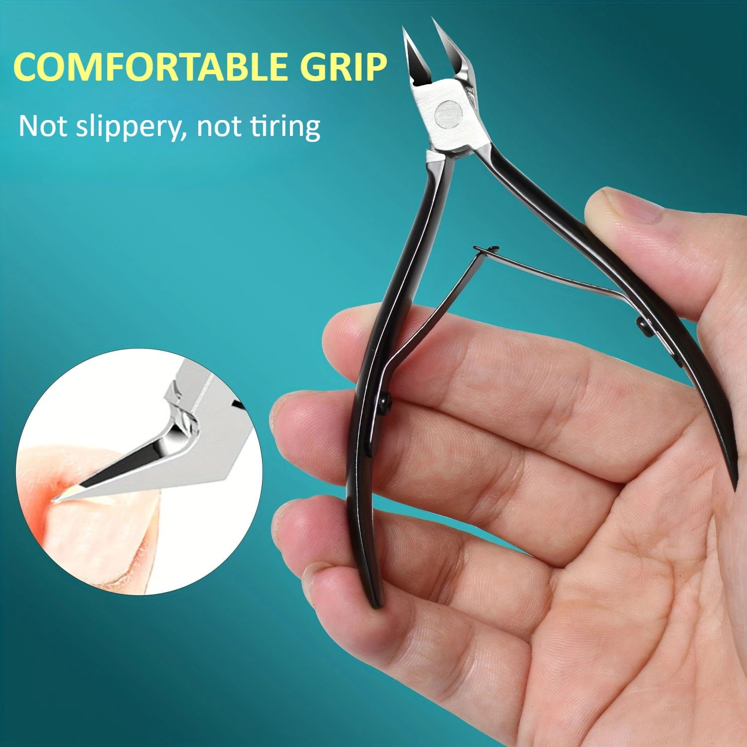 قطعة واحدة من ماكينة قص أظافر القدم السوداء من الفولاذ المقاوم للصدأ - تصميم منقار النسر للأظافر السميكة، غير معطرة، مثالية للتقليم المنزلي والباديكير، Na