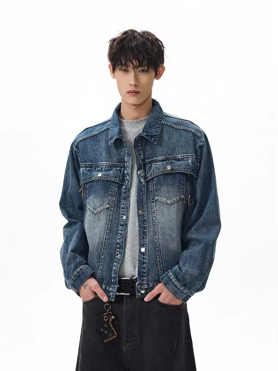 

Retro American Sle Men's And Women's Spring Autumn Loose Casual Versatile Jeans Jaet Classic Waed Outfit Top Trendy Brand