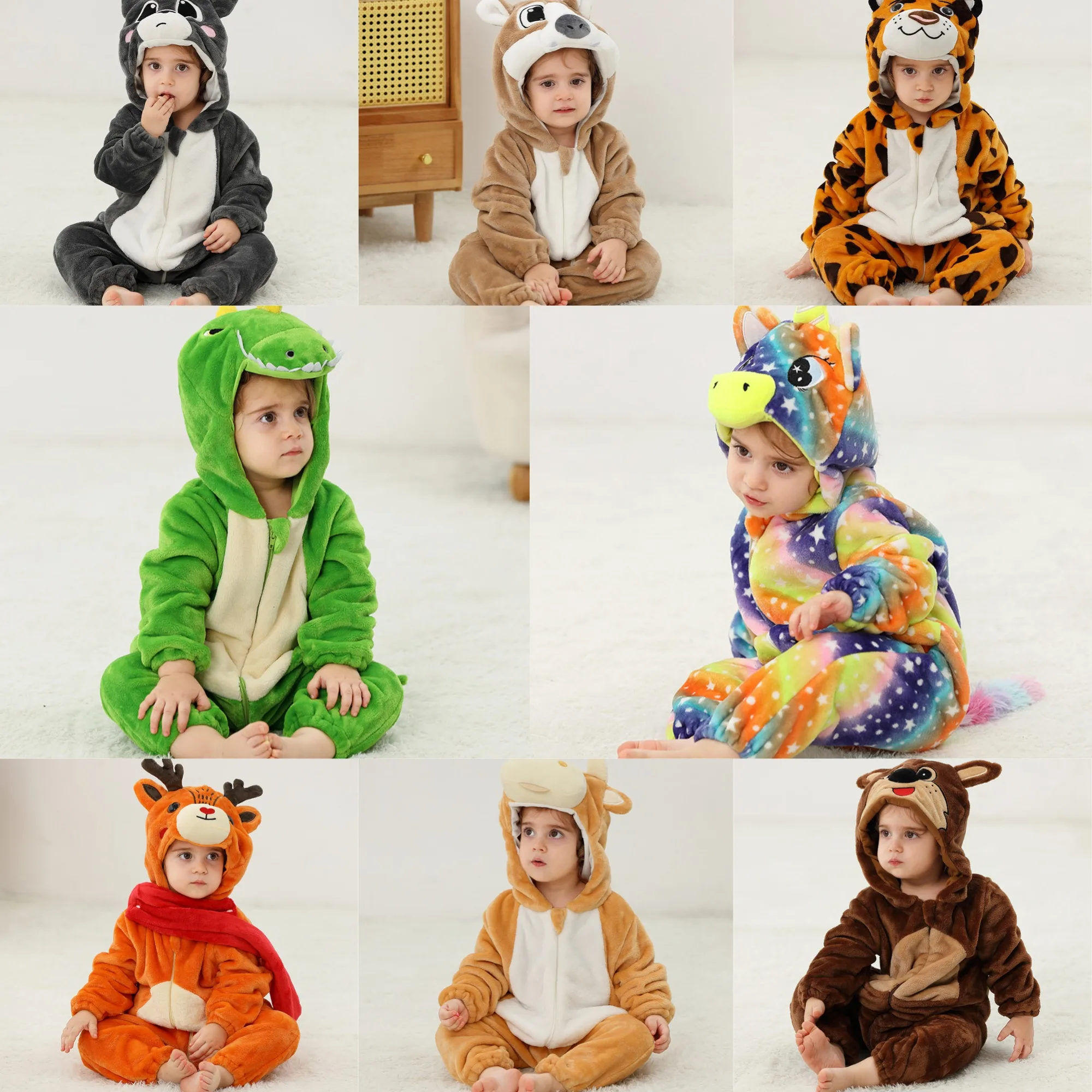 

Halloween Christmas Baby Romper Girls Boy Hooded Pajamas Unicorn Anime Cosplay Costumes Animal Cartoon Jumpsuit for Infant Baby