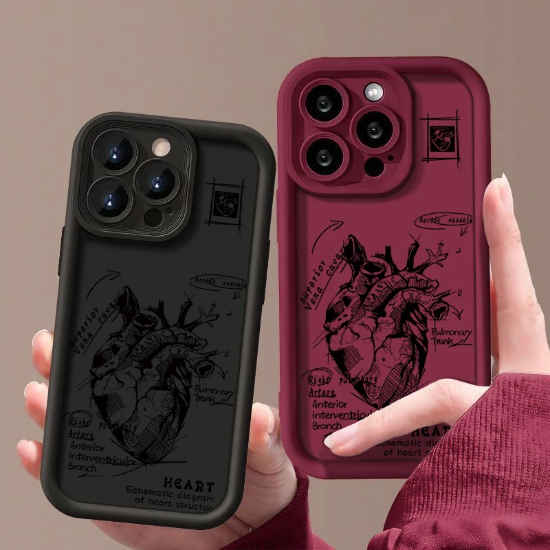 Kreatives Herz-Kardiovaskuläres-Modell Medizinisches Muster-Handyhülle für iPhone 18 17 13 16 15 14 Pro Max 11 13 Pro 17e 16e Weiche Handyhülle – Detail 1