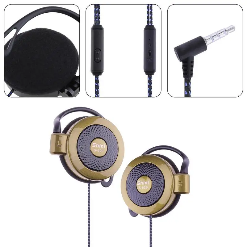 Per Shini S-520 3.5mm Stereo Mp4 gioco con gancio per l'orecchio sport per il tempo libero telefono cellulare cuffie universali con gancio per l'orecchio auricolari sportivi con filo