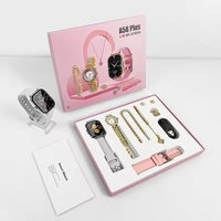 Factory A58 Plus Smart Watch Suits Delicate Luxury Gold Bracelet with Diamond Sport Smartwatch 6 in 1 Set Gift Box Women Gift