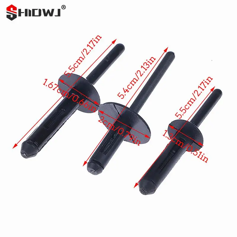 10Pcs Black Plastic Rivet Clip Retainer Fastener Blind Rivets Head Break Mandrel Blind Nail Rivets For Auto Accessories