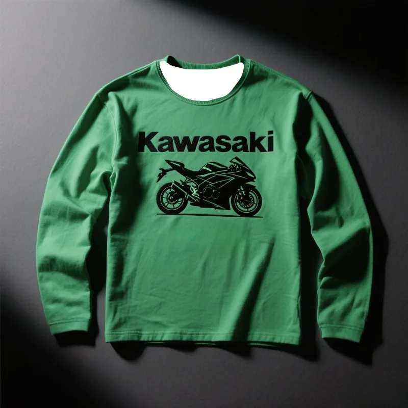 

MOTO-Новая футболка для взрослых с длинным рукавом и мотоциклетным принтом Kawasaki