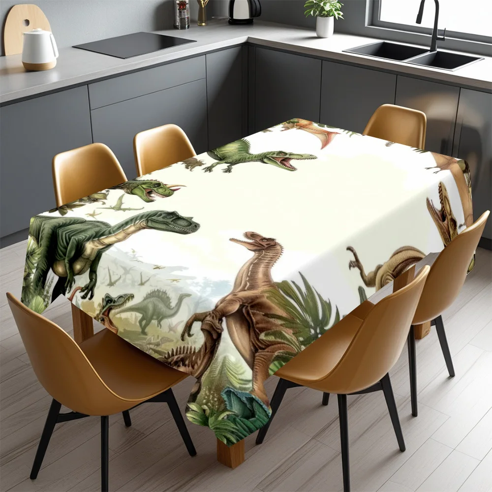 Dinosaur Theme Tablecloth, Lifelike Prehistoric Dino Print Cover, Anti-stain Table Cloth, Decor for Kids Meal & Dinosaur
