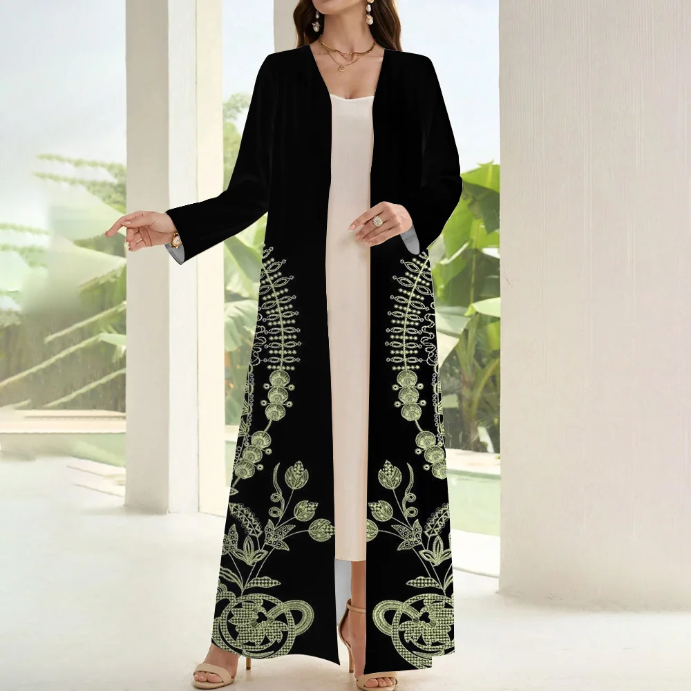 Elegant Printing Femme Muslim Abaya 2024 Ramadan Turkey Kaftan Islamic Clothing Muslim Abaya One Piece Type Abaya Dresses